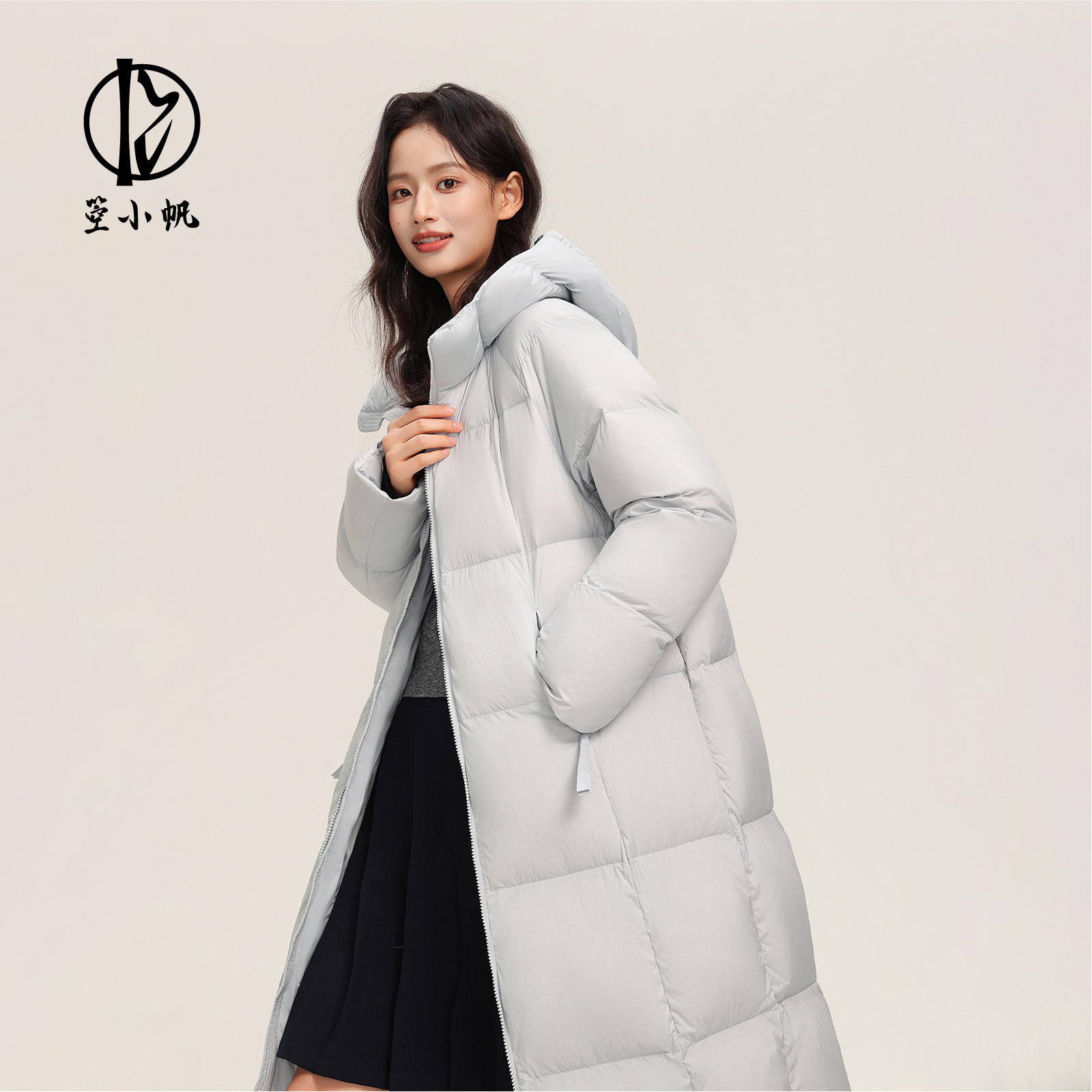 【加绒版】90绒子时尚长款羽绒服女款冬季新款韩版连帽加厚羽绒服