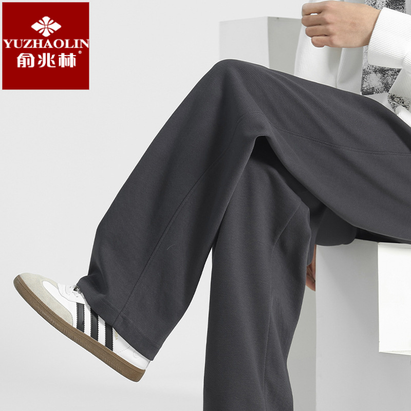俞兆林阔腿卫裤男款秋冬2025新款直筒裤男生裤子加绒休闲男裤冬季