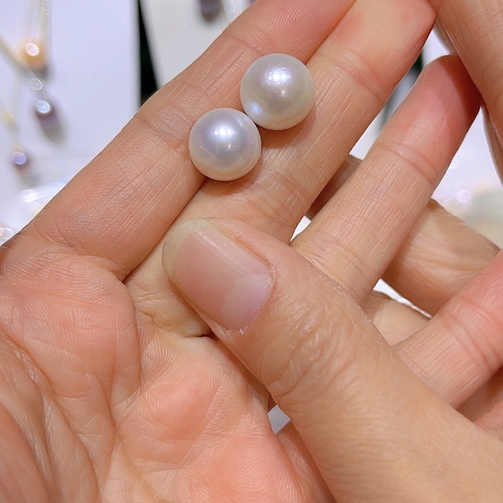 淡水珍珠白珠耳钉90合金