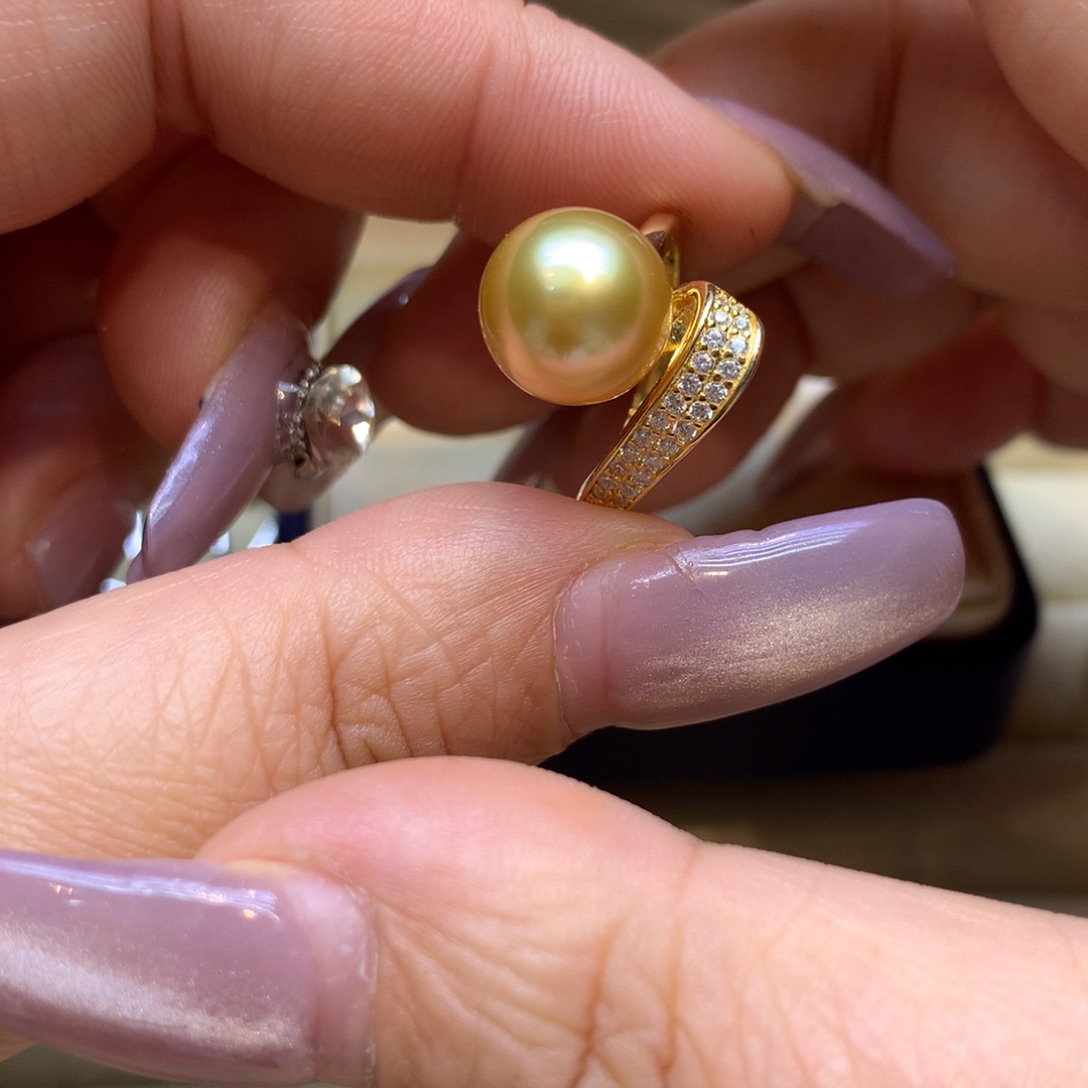 银S925镶嵌戒指海水珍珠