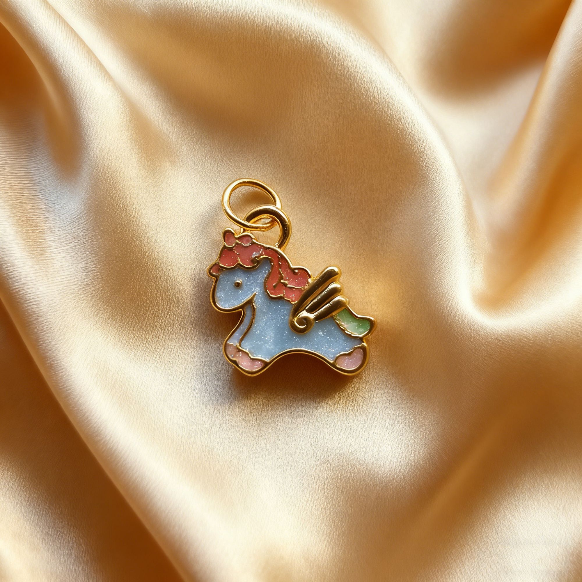 【黄金】足金999蓝彩小飞马素金配件 圆环 5D工艺CY239