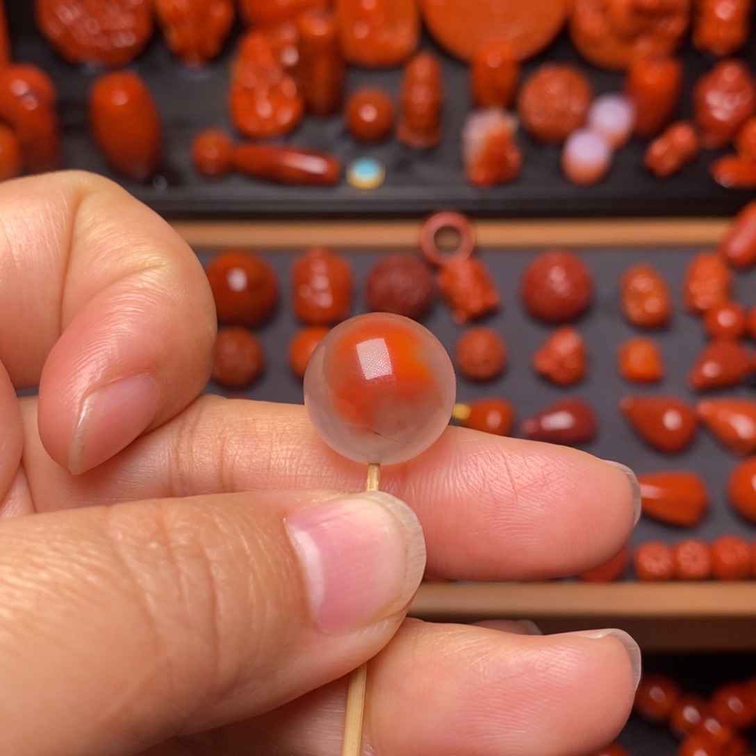 南红玛瑙配饰未镶嵌圆珠15.4