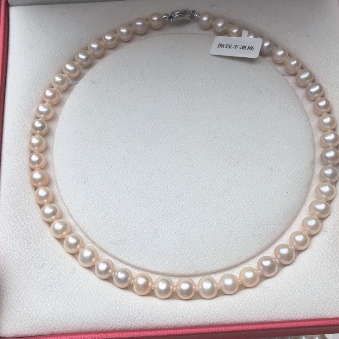 淡水珍珠银S925镶嵌颈饰9-10mm