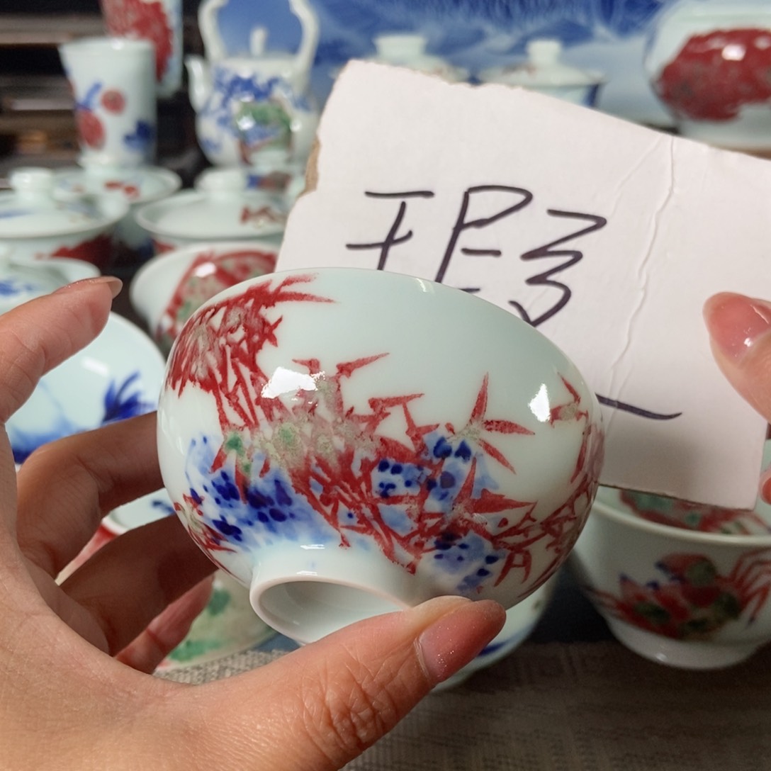 摆件原矿青花釉里红瓷器