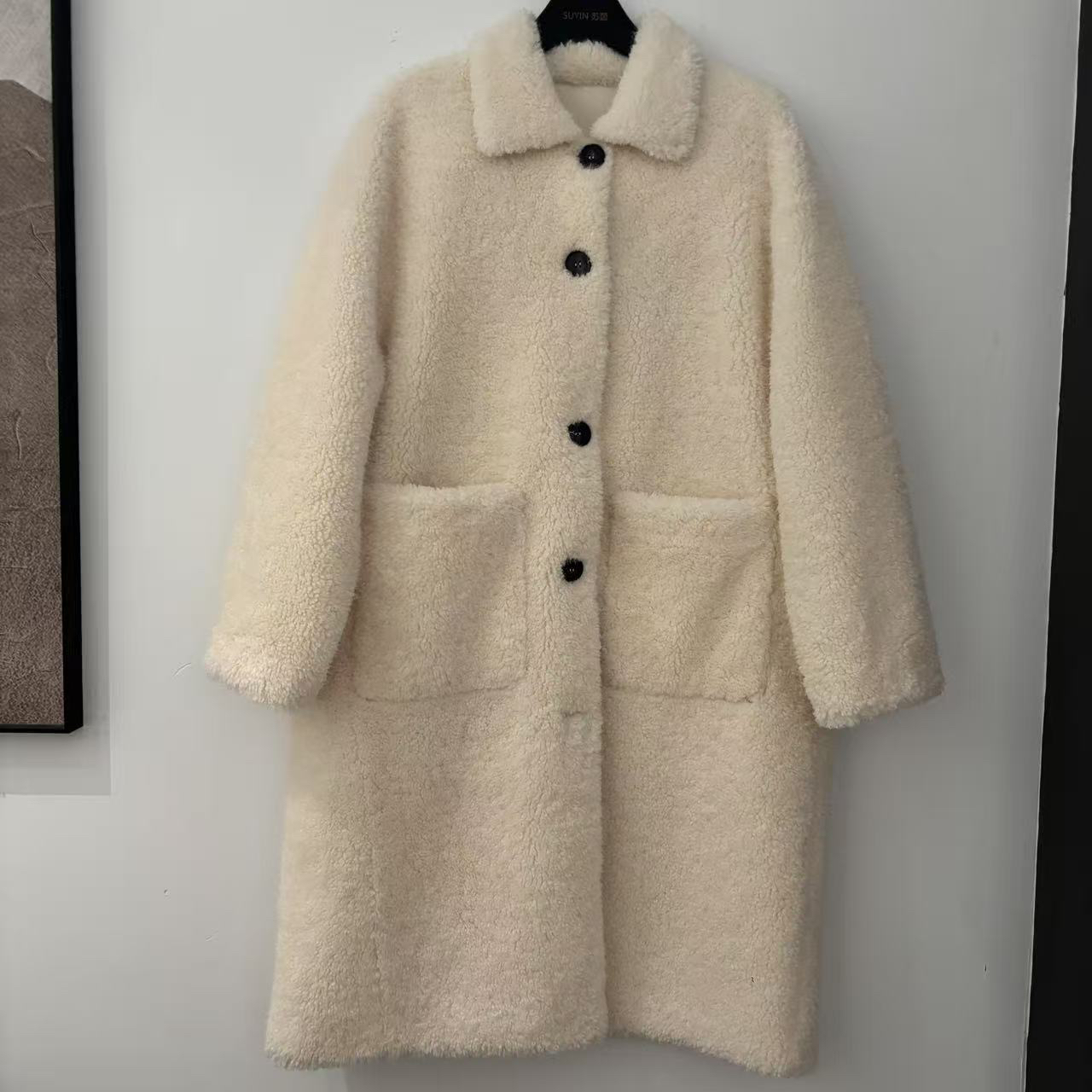 【轻奢】2025冬季新款过膝长款翻领皮草大衣羊圈毛皮毛一体外套