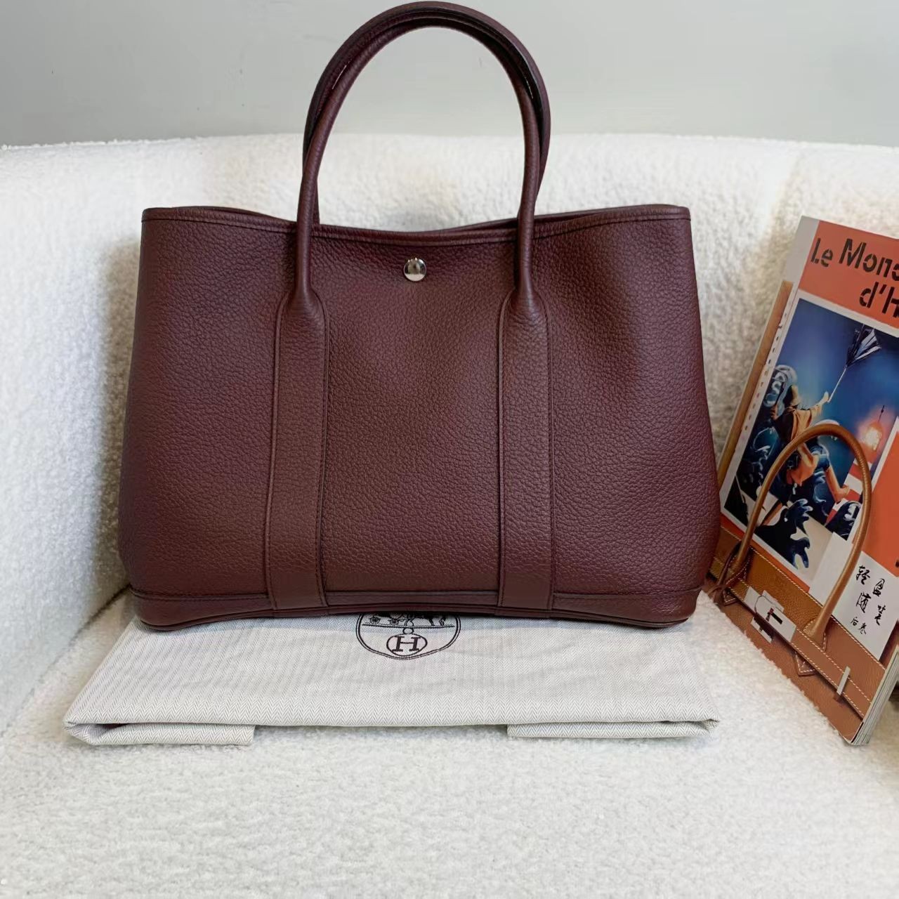 99新 Hermes/爱马仕 壹臻/马鞍红银扣花园36  76222726