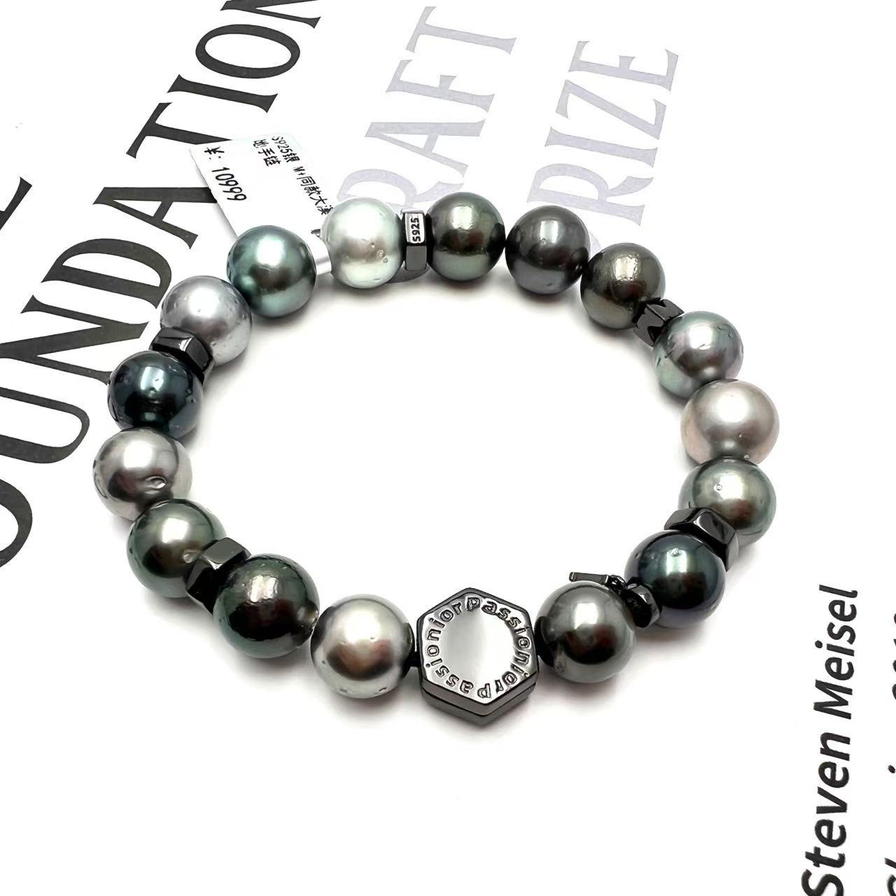 【短发七七】S925银 M+同款大溪地手链 9-10mm