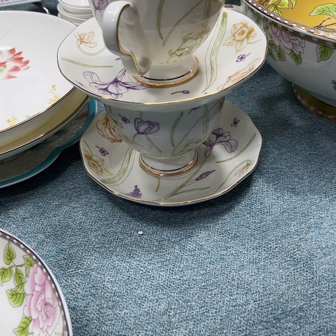 瓷片咖啡杯带托两个