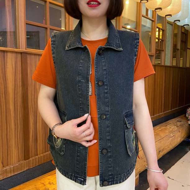春秋新款洋气宽松中年显瘦时尚牛仔妈妈装休闲百搭外穿马甲背心