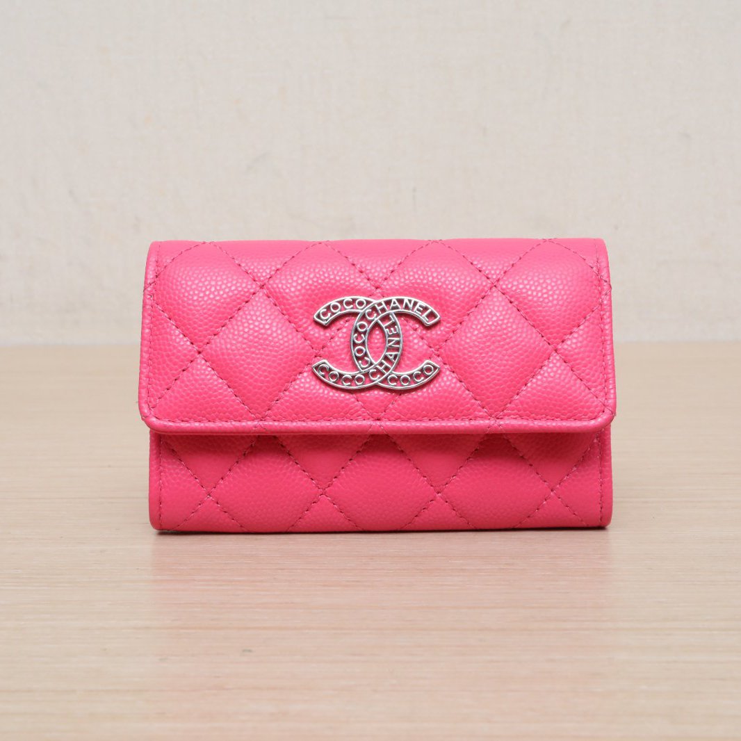 99新 Chanel/香奈儿 【娇】镭射标 银扣 双C 镂空 卡包 P225785073