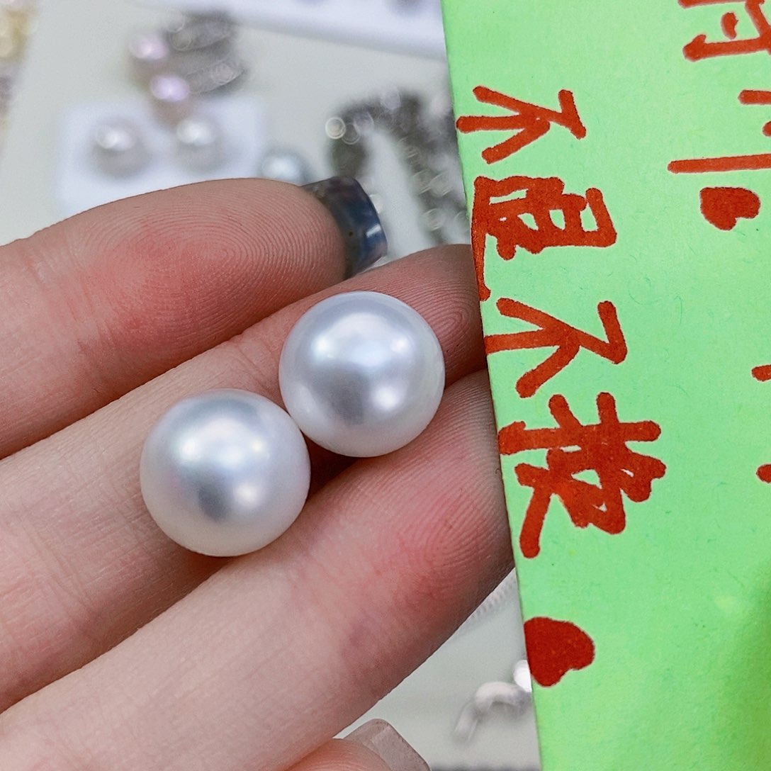 淡水珍珠耳饰大点位11.8mm银S925镶嵌