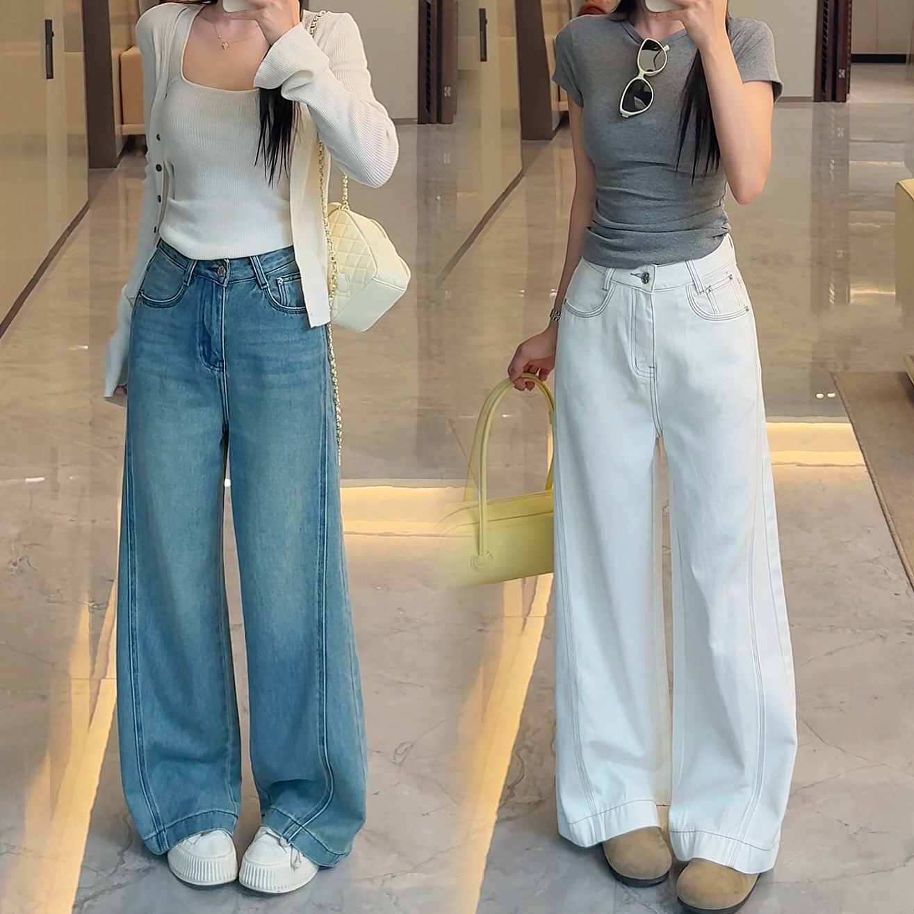 小鱼故事夏季阔腿裤薄款大版牛仔裤宽松显瘦百搭设计感女士拖地裤