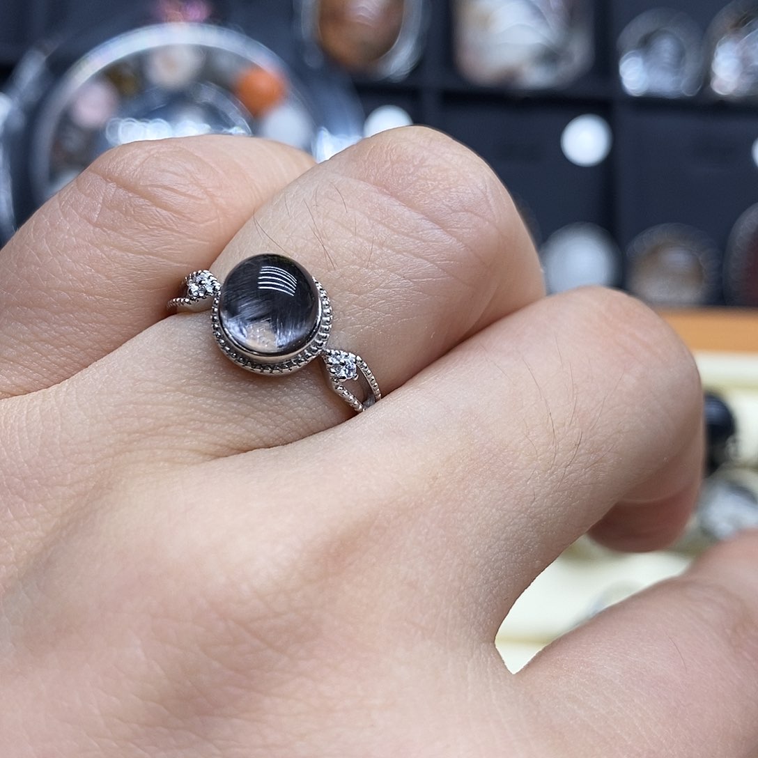 晚****水晶戒指银S925镶嵌活口