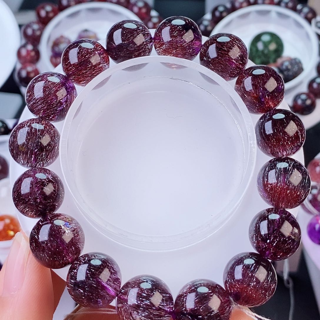 水晶手链未镶嵌紫红超七