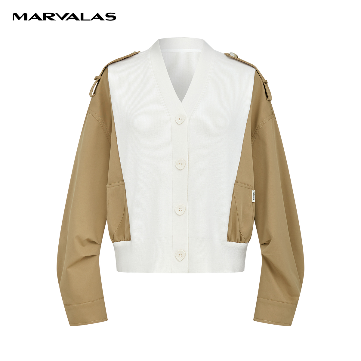 【芊芊专属】绵羊毛拼接开衫女2025早秋新款短款长袖针织上衣外套