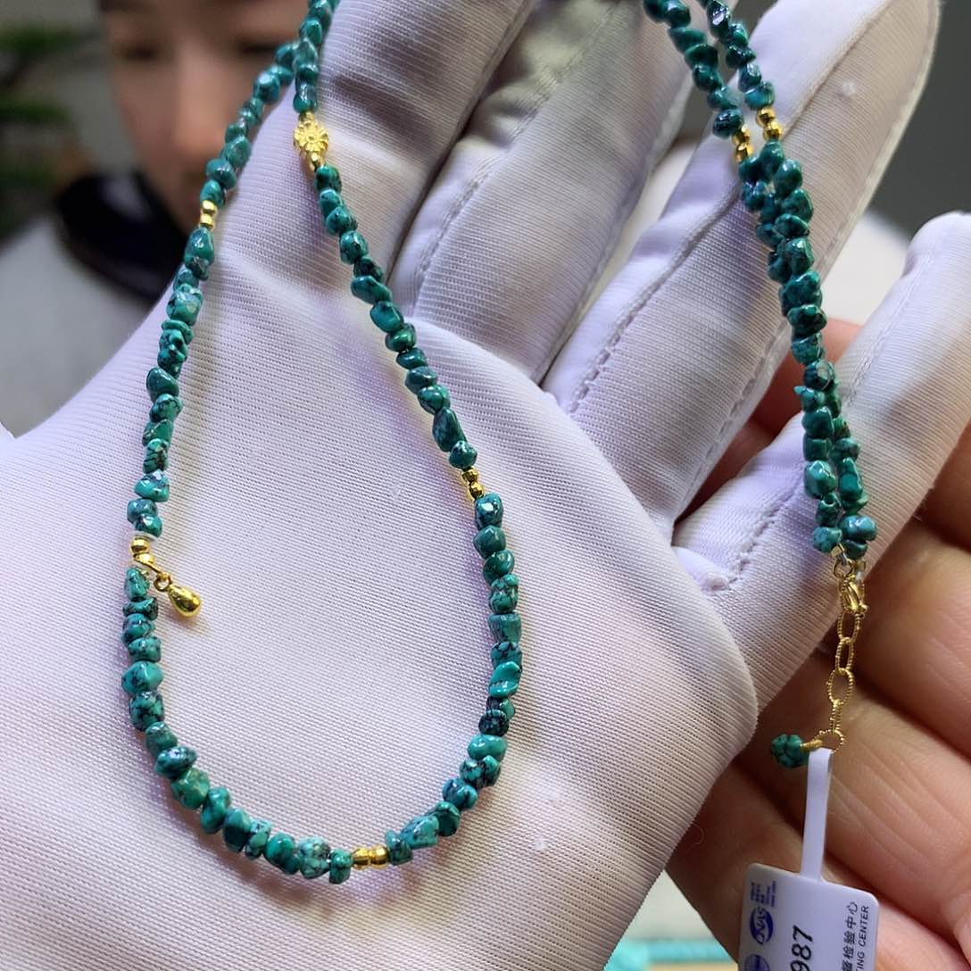 绿松石18K金镶嵌项链