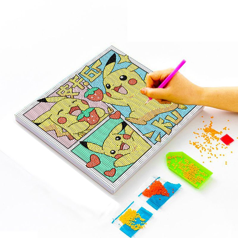 钻石画2025新款满钻带框5d三联画高级感卡通创意 儿童手工diy玩具