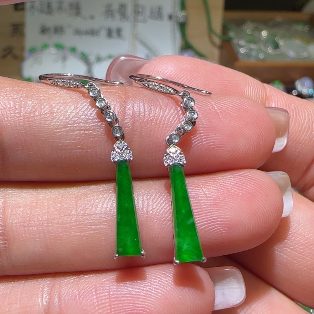 【闪购商品】翡翠耳饰18K金镶嵌缅甸