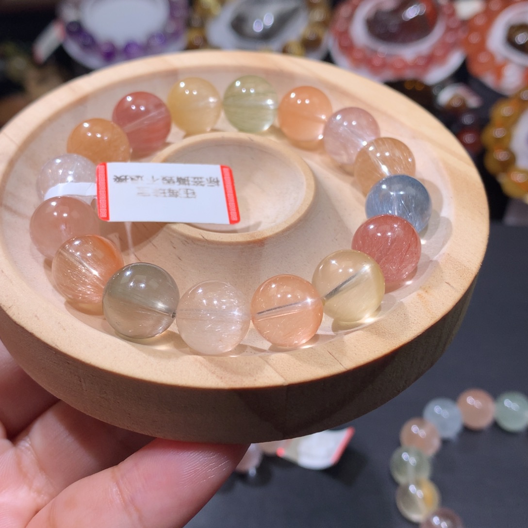 手链未镶嵌水晶彩兔毛12mm