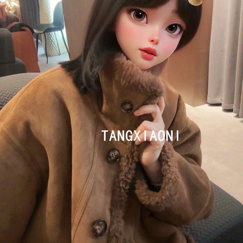 5店 渠道订单货 翻毛大咖外套 慵懒加大版 
