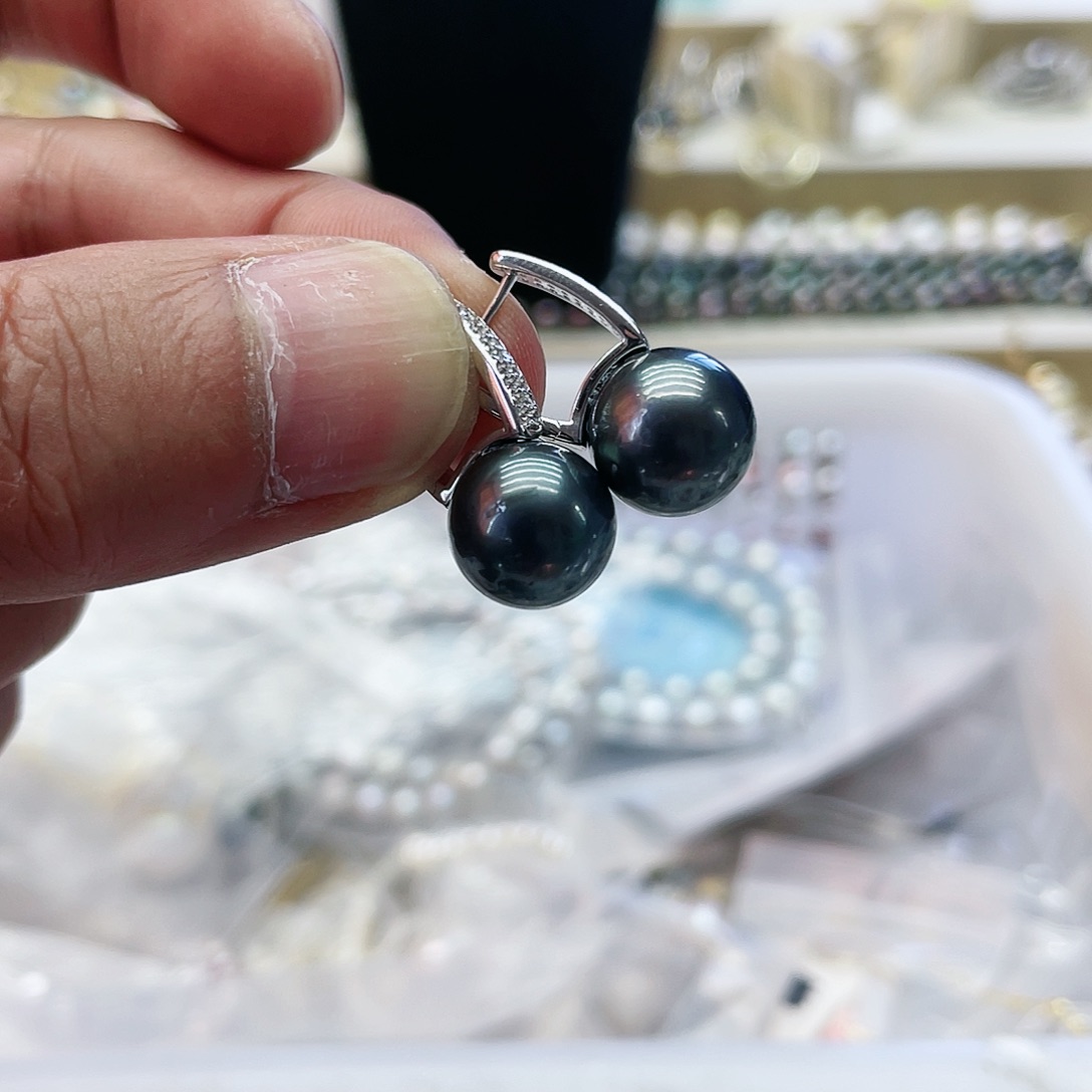 海水珍珠耳饰银S925镶嵌