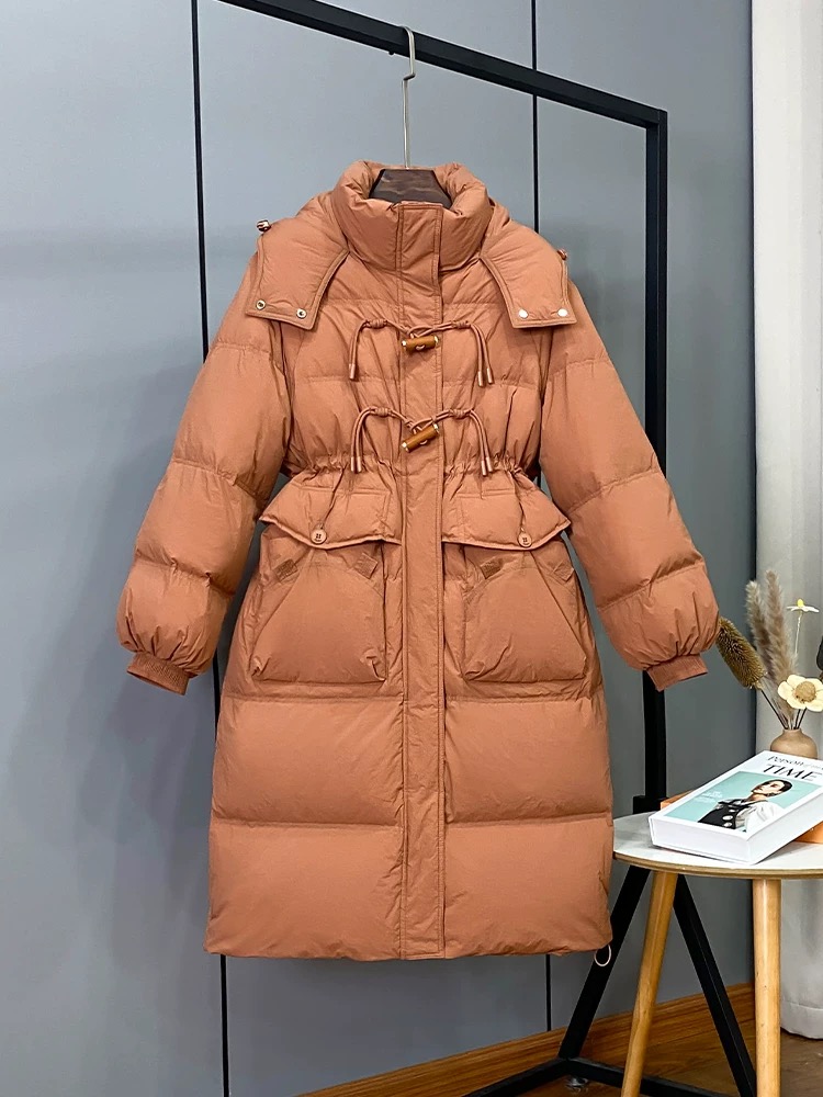 新款鸭绒羽绒服女宽松韩版时尚加厚连帽羽绒服百搭冬季（9036）