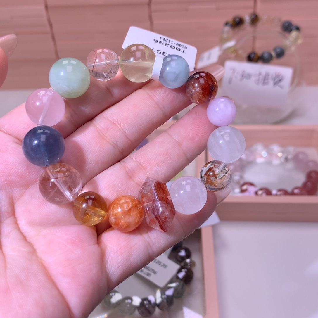 水晶手链银S925镶嵌多宝