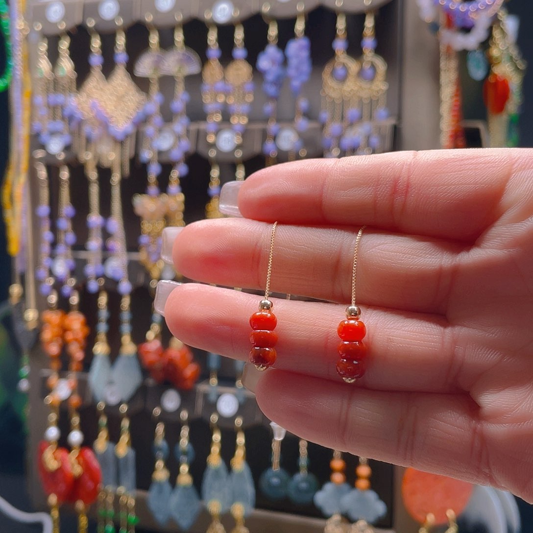 翡翠耳饰合金翡翠