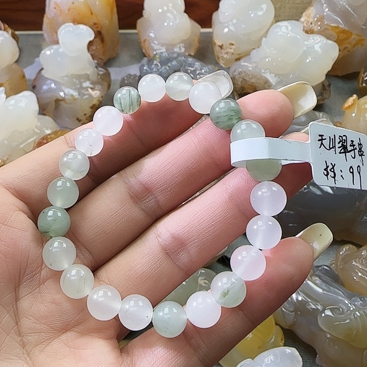 玛瑙/玉髓合金天山翠8mm手串