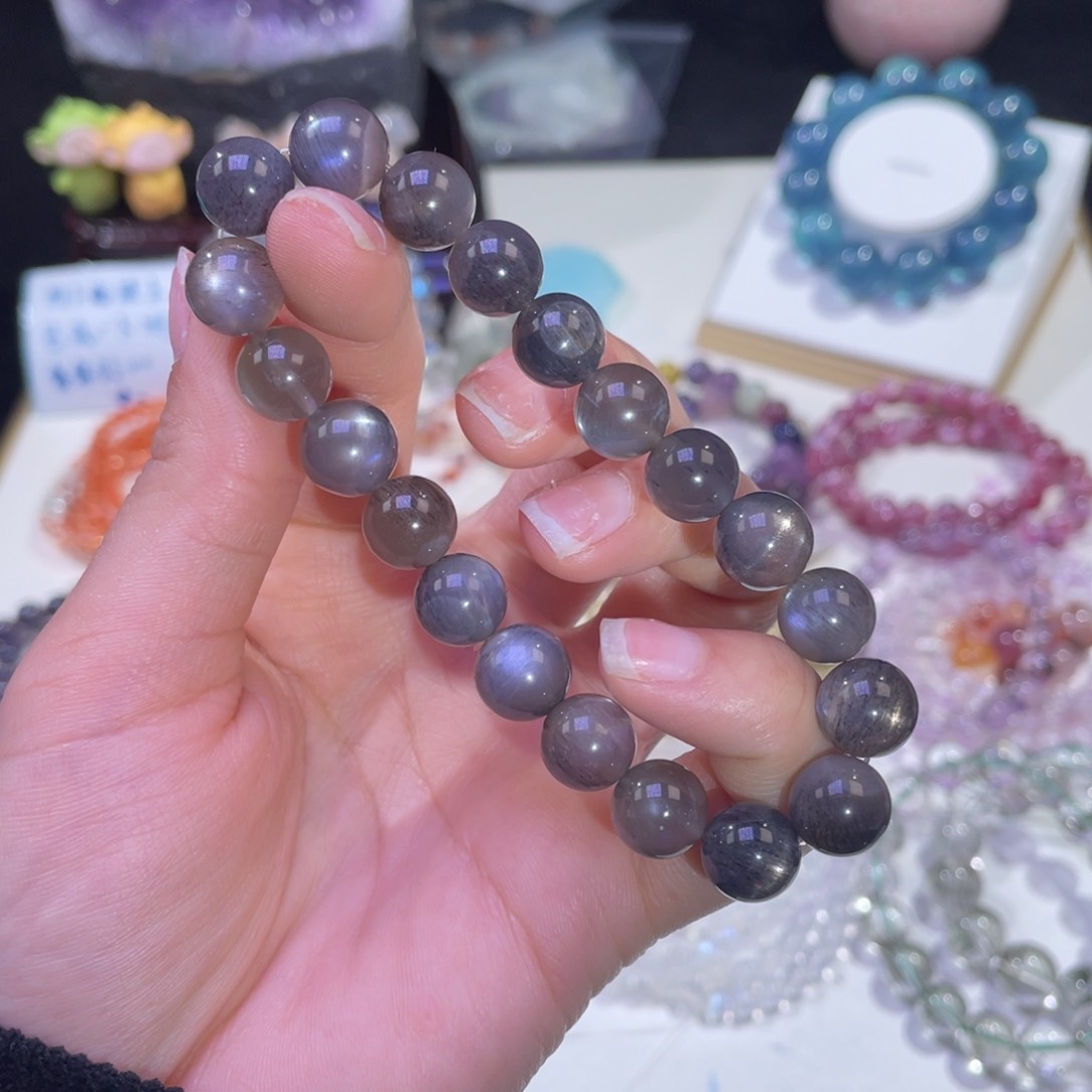 未镶嵌手链水晶强光黑骨干10mm