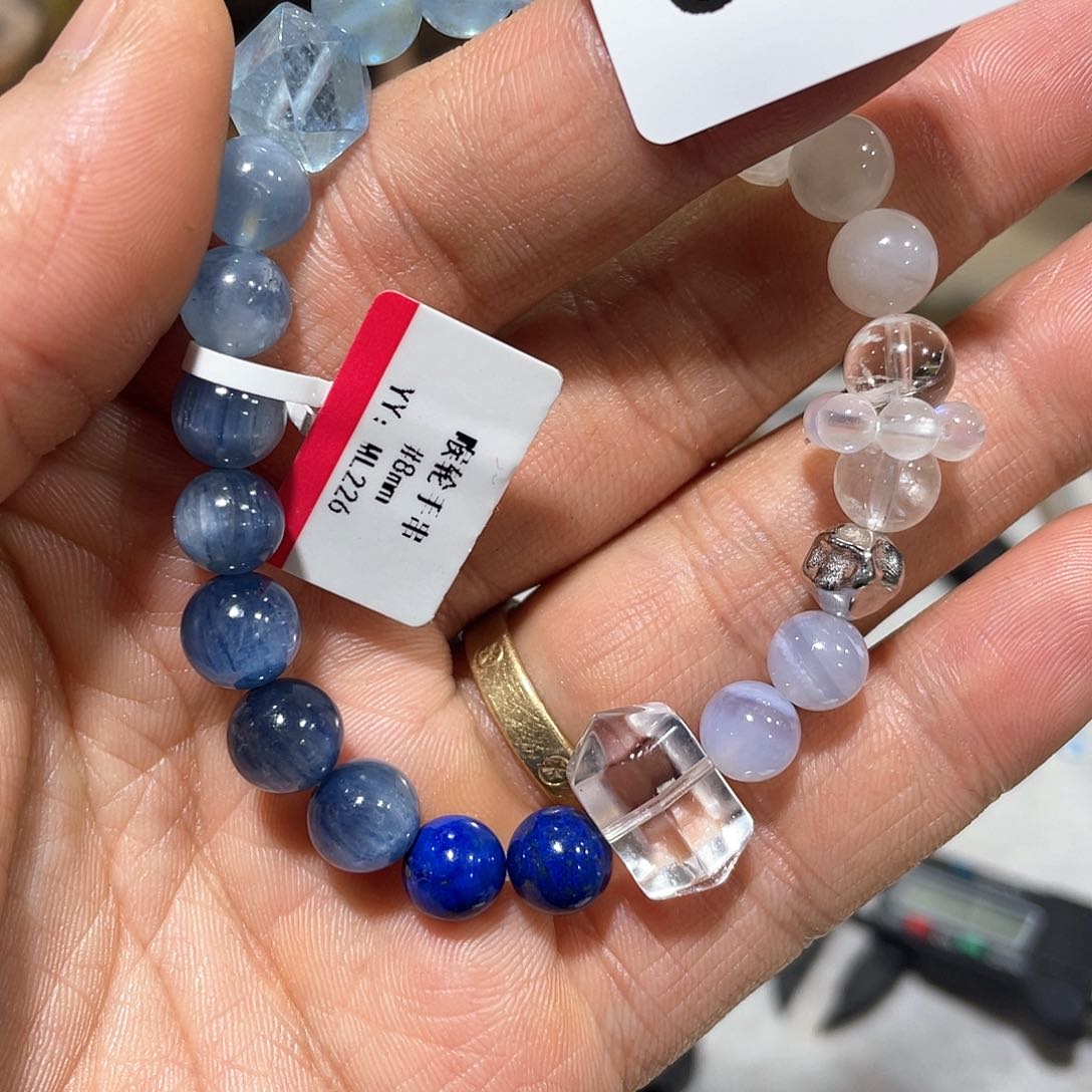 水晶手串未镶嵌蓝**雪m l 226