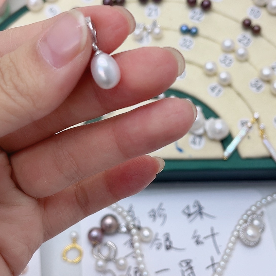 淡水珍珠银S925镶嵌颈饰柔*