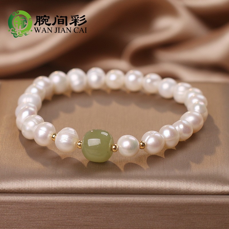 天然淡水珍珠气质串珠手链搭配民族风和田玉转运珠手串闺蜜2805
