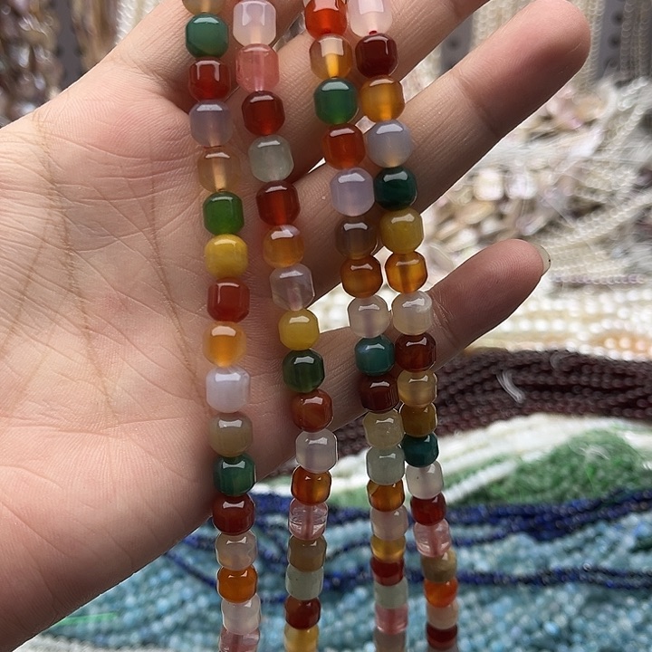 未镶嵌玛瑙/玉髓珠宝半成品一条7.5mm左右多宝玛瑙多圈