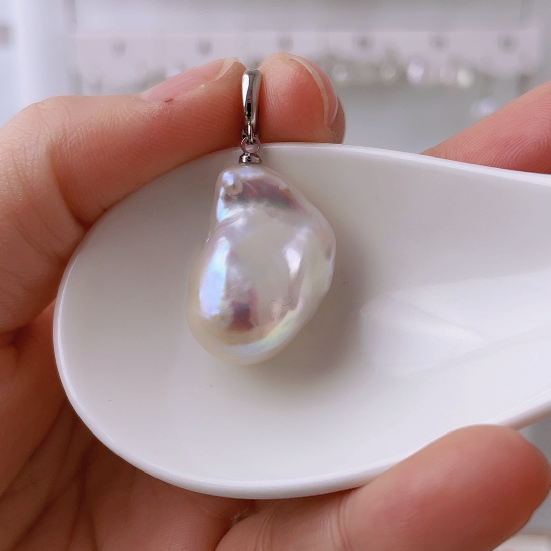 淡水珍珠天然珍珠巴洛克银S925镶嵌