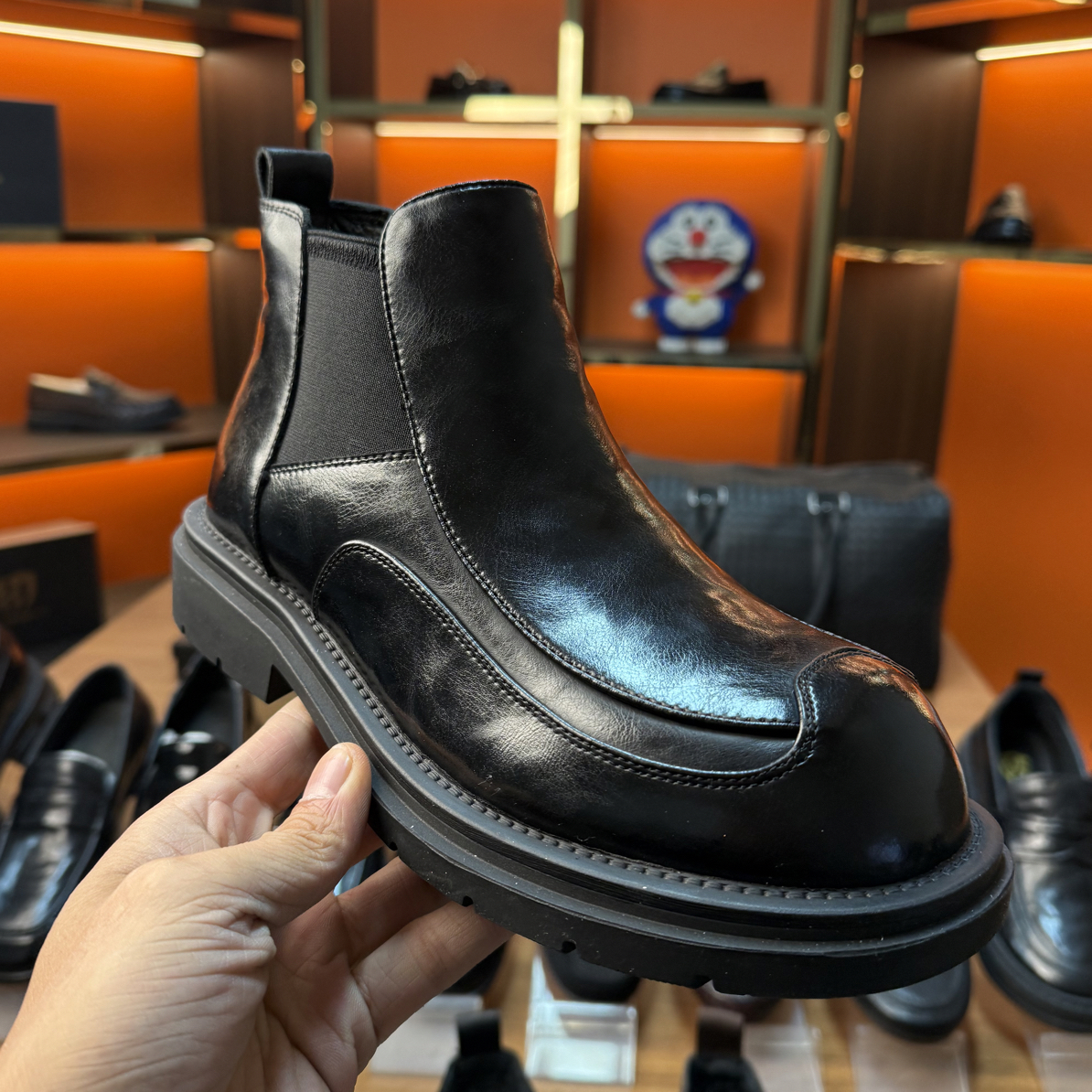 高帮耐磨增高厚款休闲风切尔西靴休闲筒靴复古