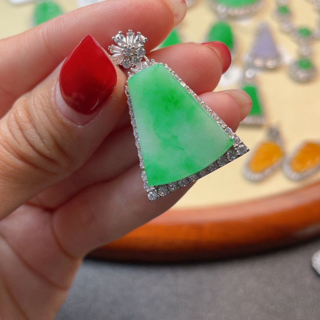 翡翠吊坠(不含链)银S925镶嵌