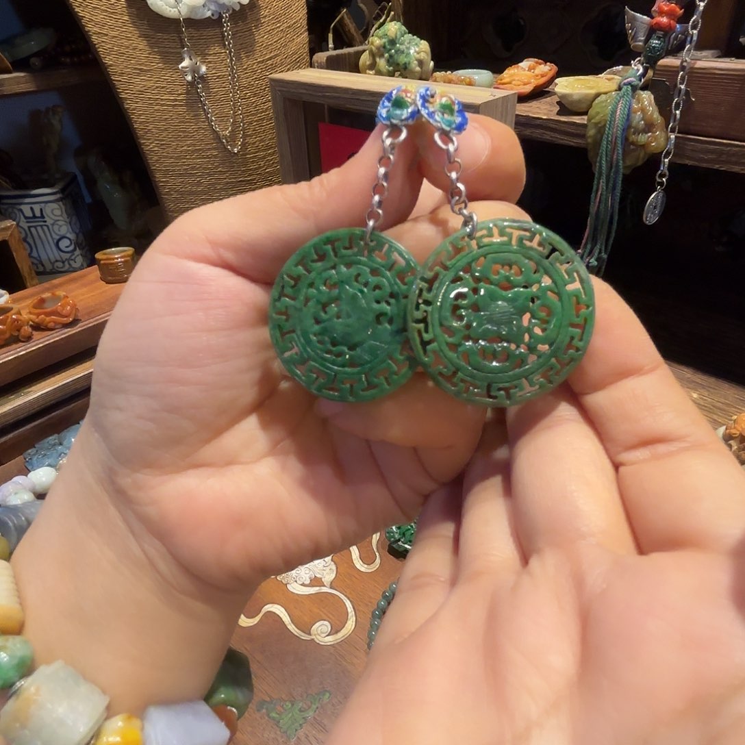 翡翠耳饰未镶嵌原创