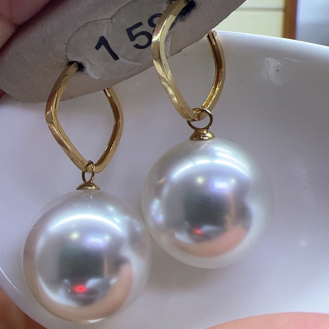 淡水珍珠耳饰18K金镶嵌