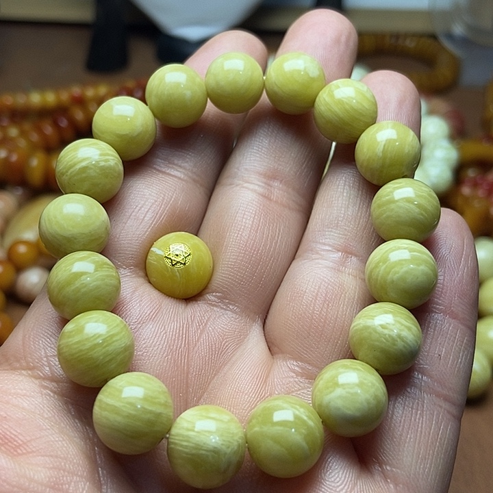 除***回石英石纯铜麝牛1.2正圆手串