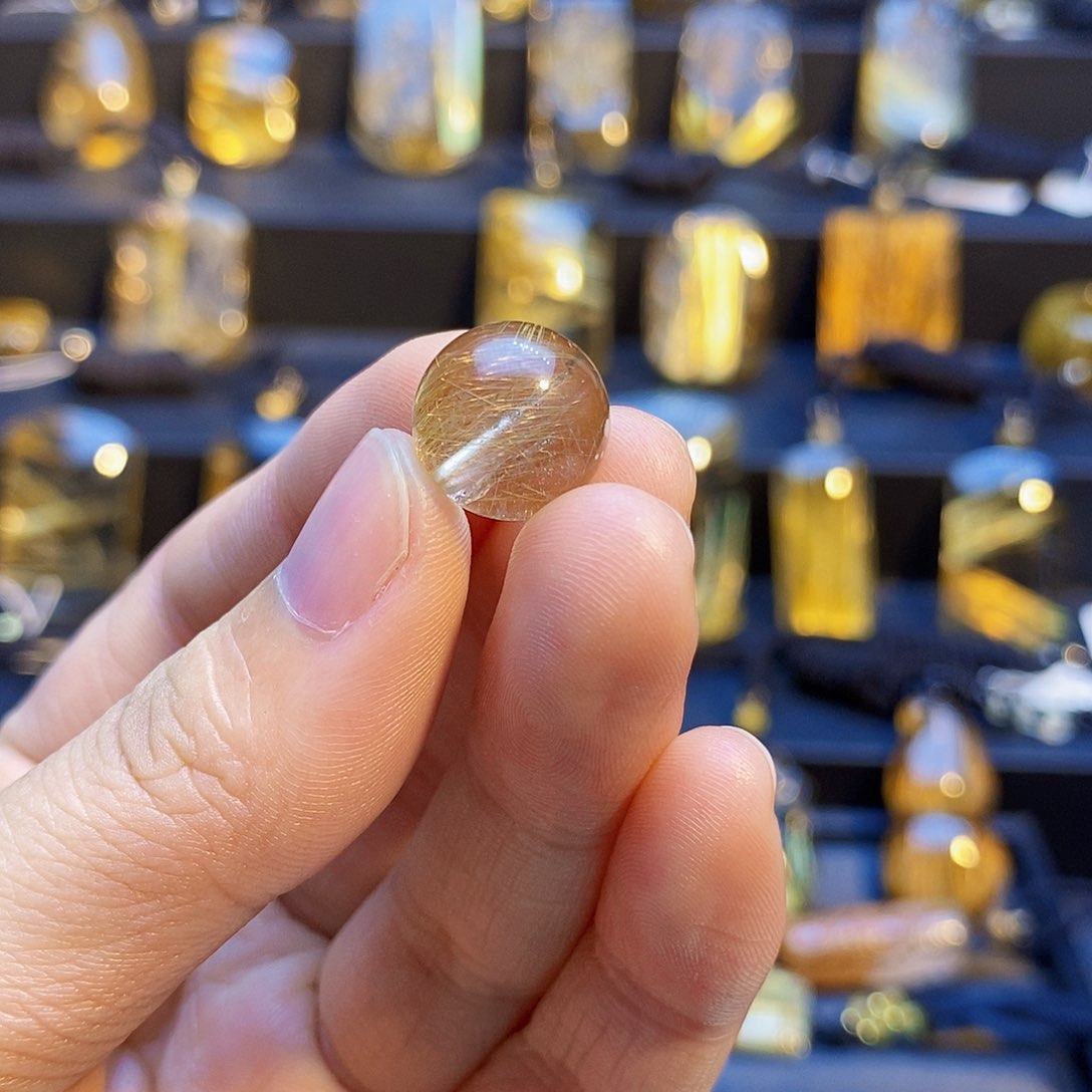 发晶珠宝半成品未镶嵌江*鱼天然发晶单珠