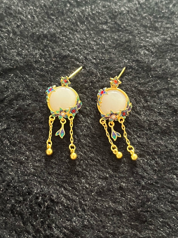 HN-HTY44流苏款圆珠耳钉镶嵌款