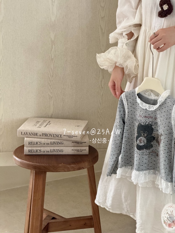 7Seven蕾丝纱纱波点打底衫女童秋款