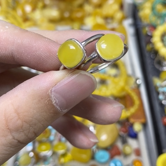 银S925镶嵌蜜蜡裸石多样性发货其一