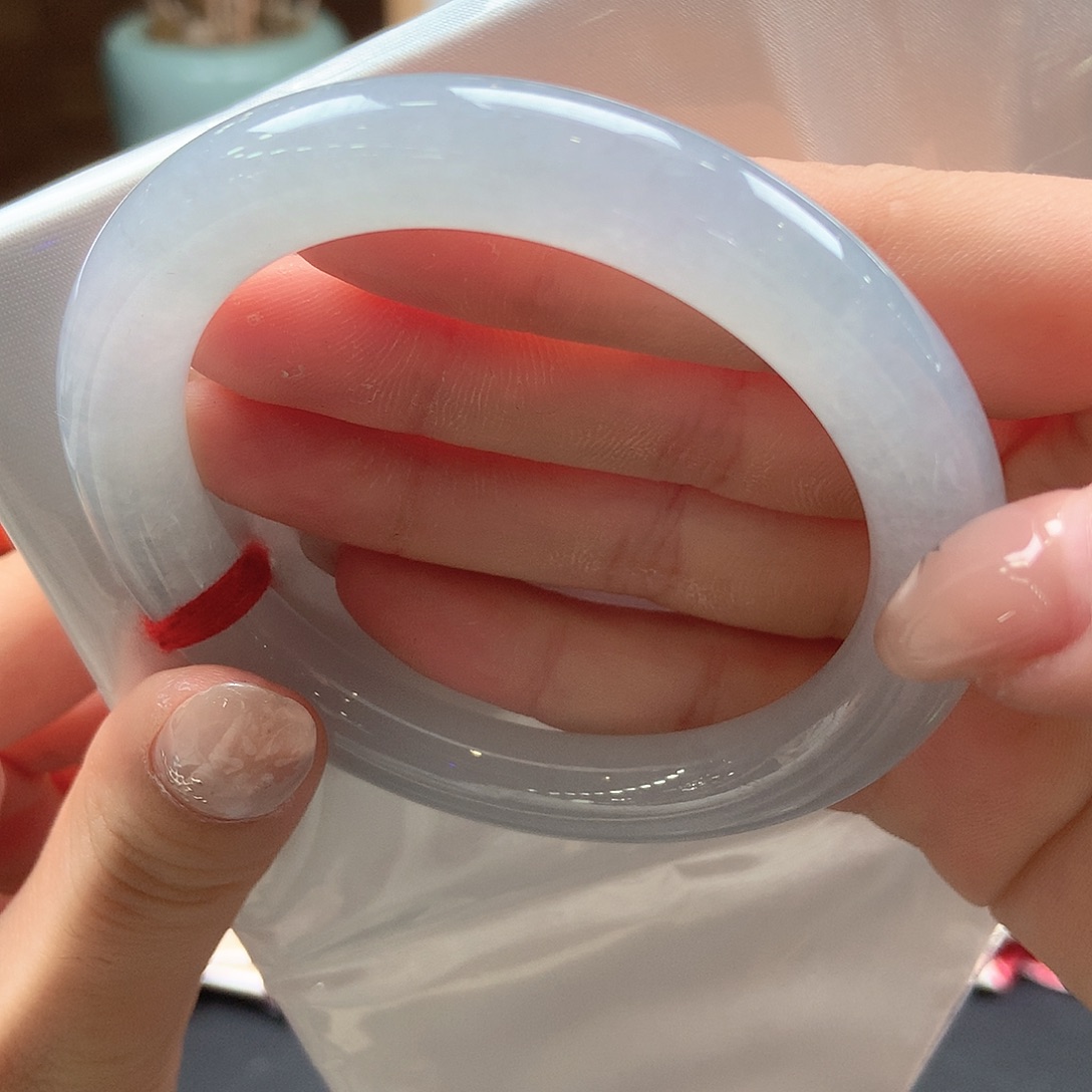 翡翠未镶嵌手镯冰润果冻蓝11号