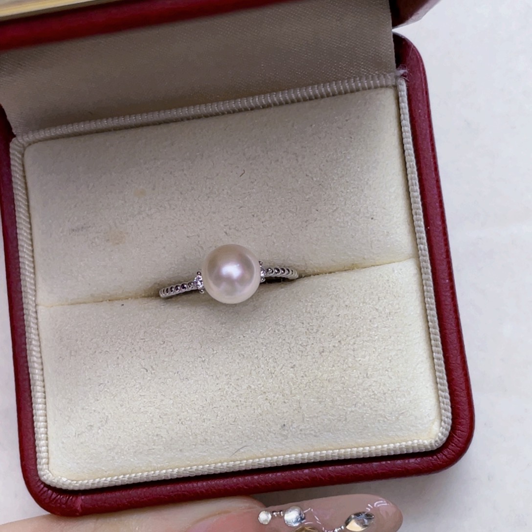 戒指海水珍珠银S925镶嵌