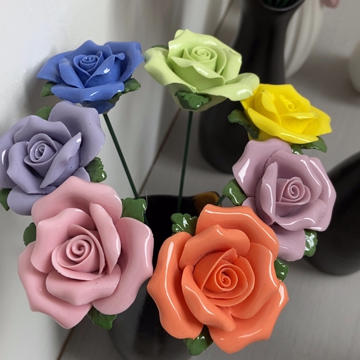 陶瓷手工制作陶瓷花7朵