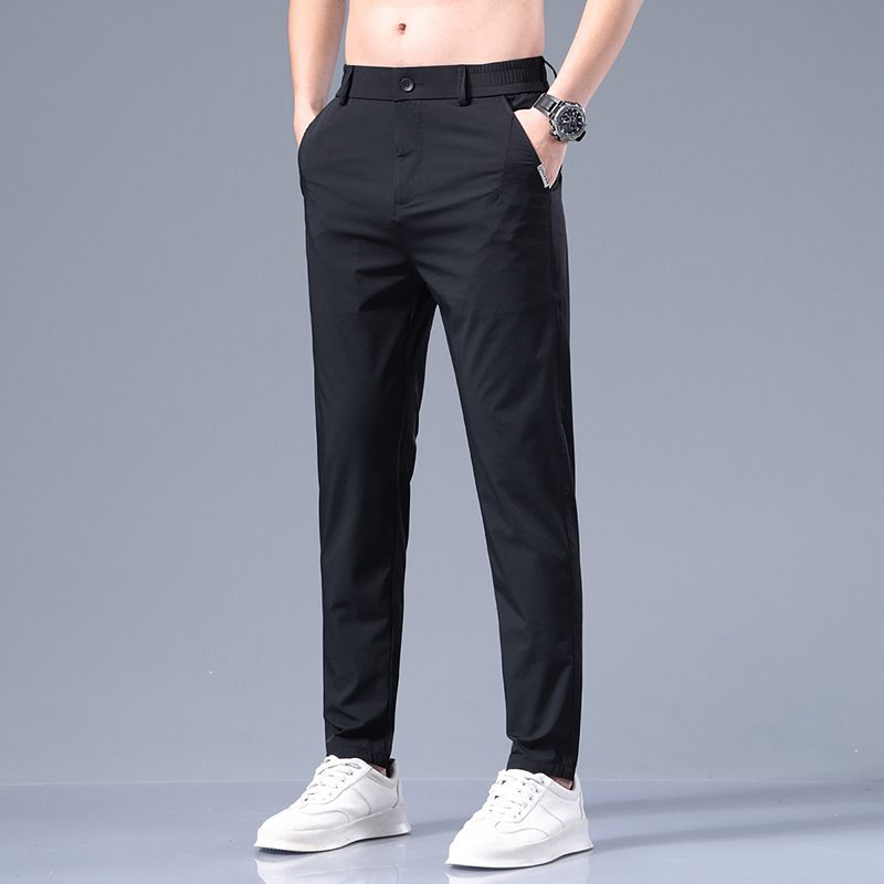 2025夏季冰丝速干裤百搭显瘦修身弹力小直筒男裤