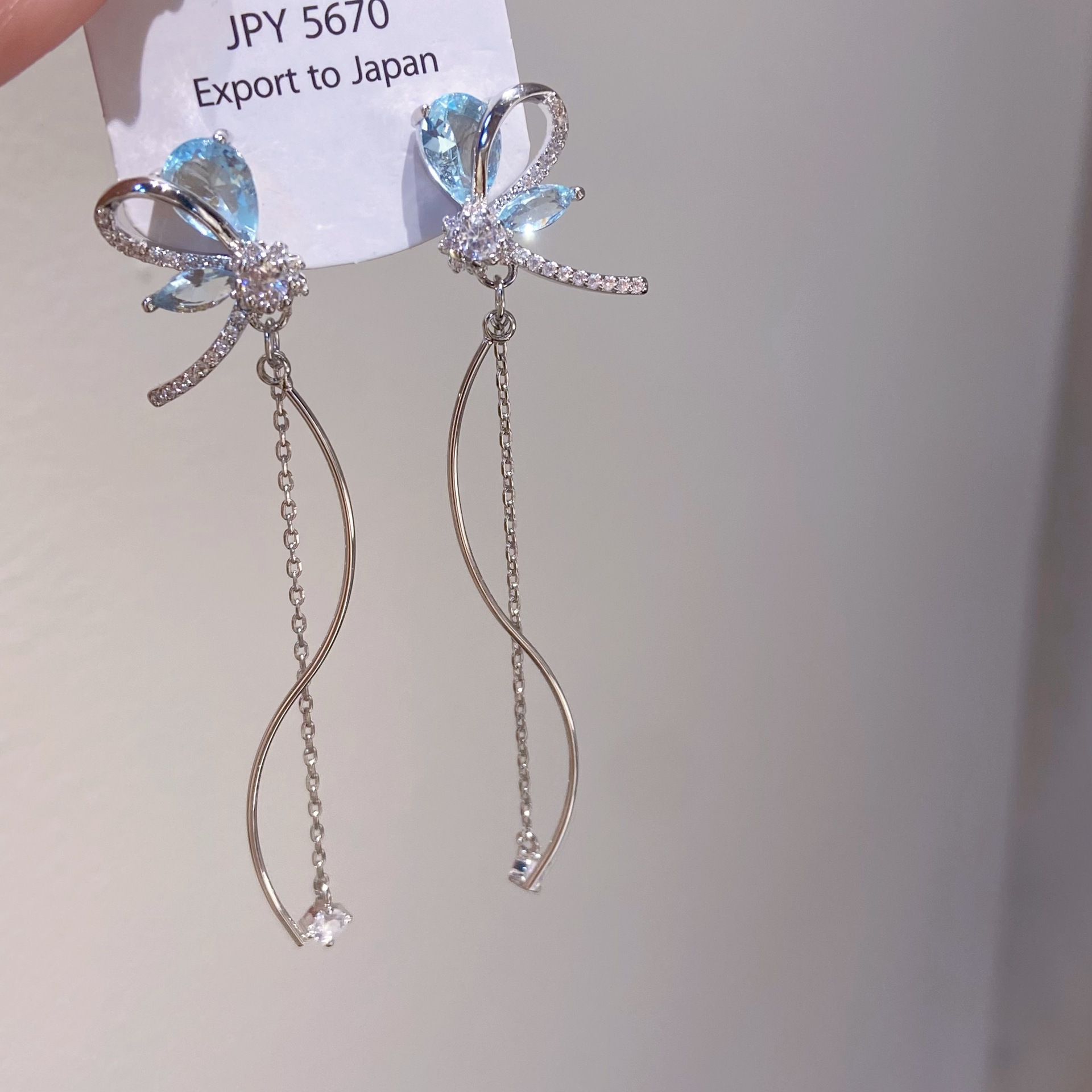 合金耳饰 【无耳洞耳夹】渐变碎钻花朵流苏耳夹轻奢高级清冷流苏