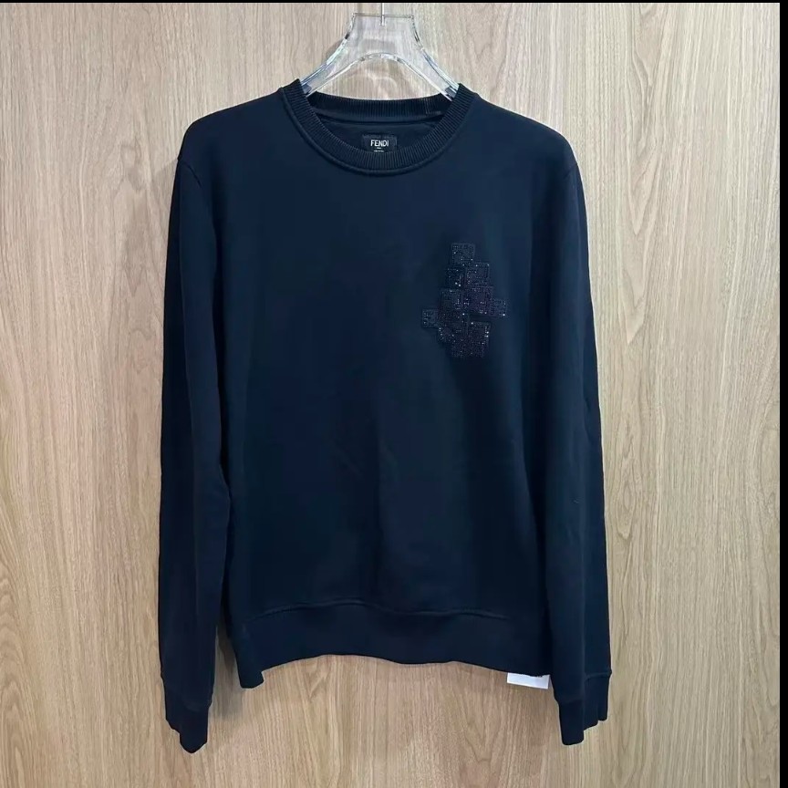 99新 FENDI/芬迪 印花圆领长袖毛衣XL码43044